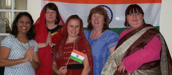 Some of the members dressed in Indian costume for the event.