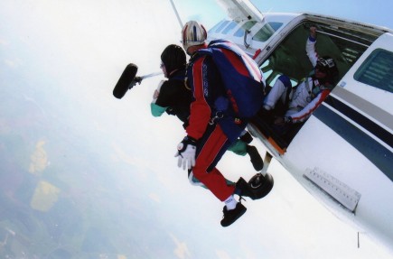 Ian jumps from the plane