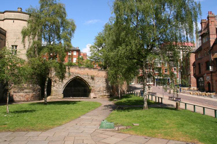 Outside Nottingham castle