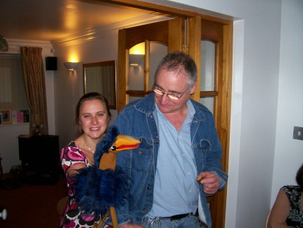 Maxine with 'Emu' glove puppet.
